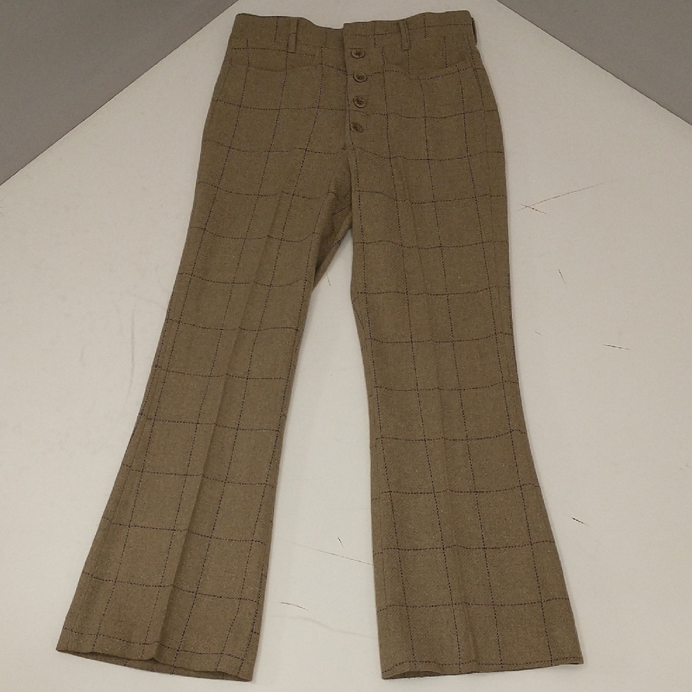 Vintage Wool Plaid Pants Button Fly Flare Bell Bottom See Measurements Authentic